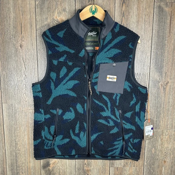 Howler Bros Chisos Fleece Vest Forgotten Forest Print NWT Full Zip Mens Small - Picture 1 of 8